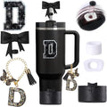 6pcs Black Stanley Cup Accessories Set, Bow Straw Topper by MOTEERLLU