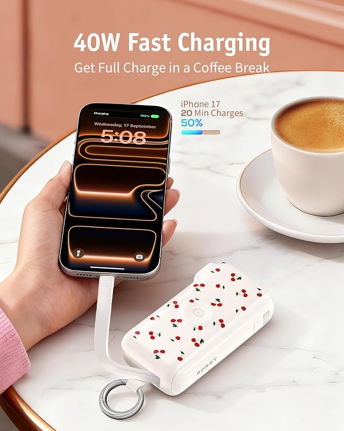RORRY Flow Portable Charger, 10000mAh 40W Fast Charging Power Bank - Image 4
