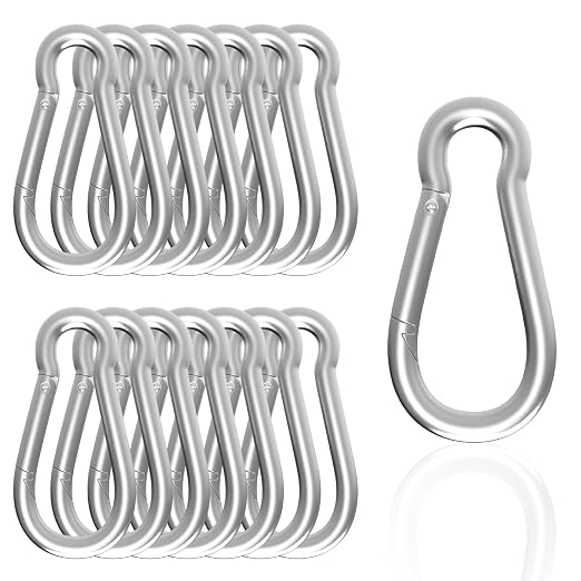 Carabiner, Heavy Duty Galvanized Steel Spring Snap Hook Carabiner Clips by High-PQ
