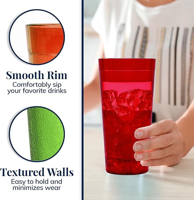 US Acrylic Cafe Plastic Reusable Tumblers 20-ounce Water Cups Assorted Colors | - Image 4