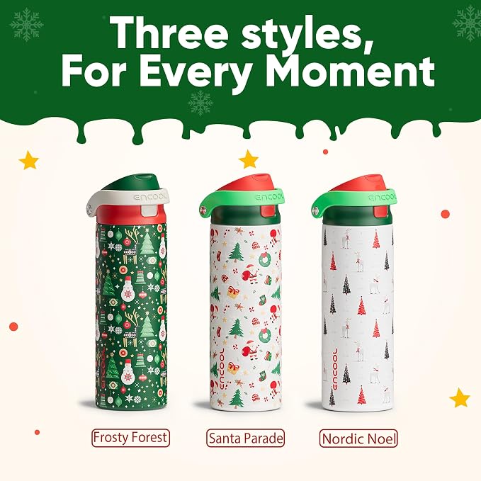 ENCOOL Christmas SwiftSip Insulated Water Bottle - Image 8