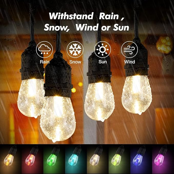 Auroraworld 96FT Solar RGB Outdoor String Lights, Dimmable Waterproof LED Patio - Image 6