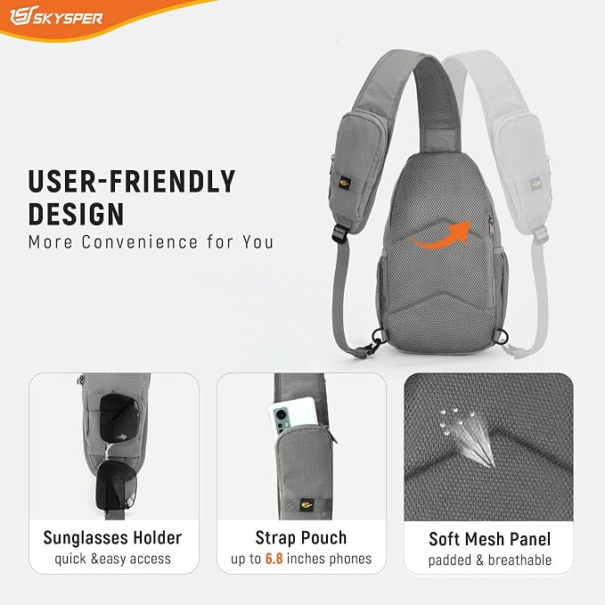 SKYSPER Sling Bag RFID Cross Body Bag Recycled Crossbody Backpack Travel Daypack - Image 6