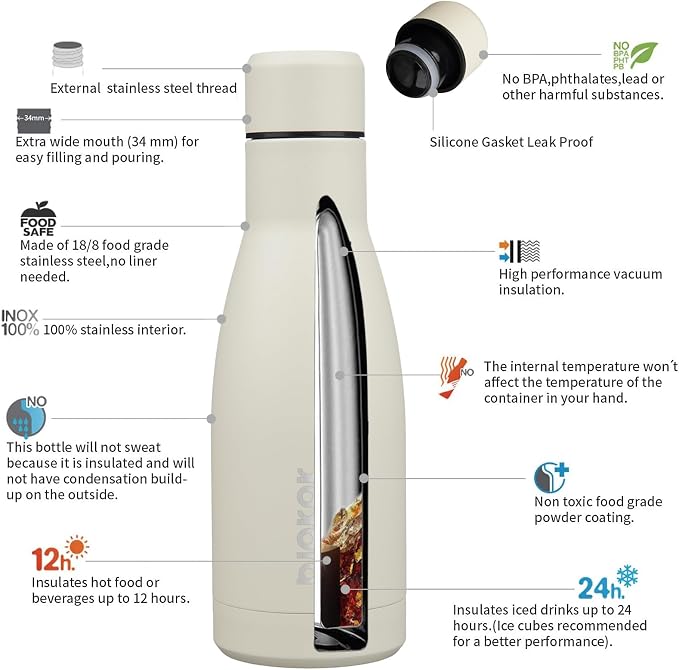 BJPKPK 12oz Water Bottles Stainless Steel Double Wall Vacuum Insulated Small - Image 3