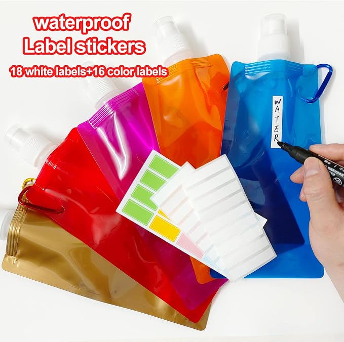 smilixin 10 Pack Collapsible Water Bottles, Reusable Drinking Water Bags - Image 4