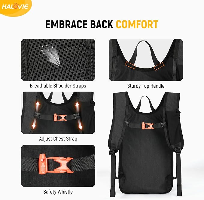 HALOVIE 15L Foldable Hiking Backpack Phone Pocket Lightweight Travel Daypack - Image 5