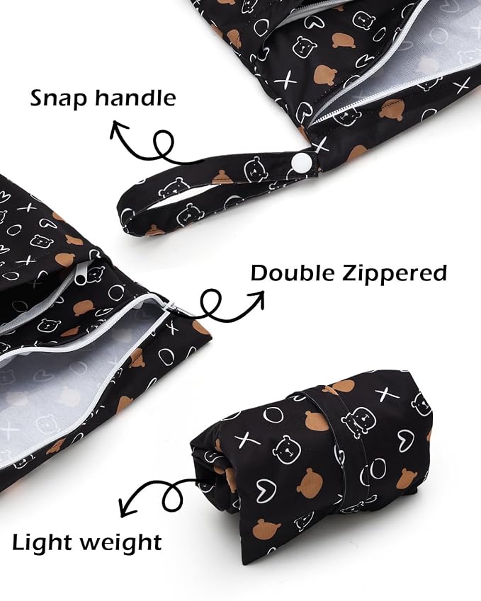 ALVABABY 3 Cloth Diaper Wet Dry Bags Waterproof Reusable - Image 2