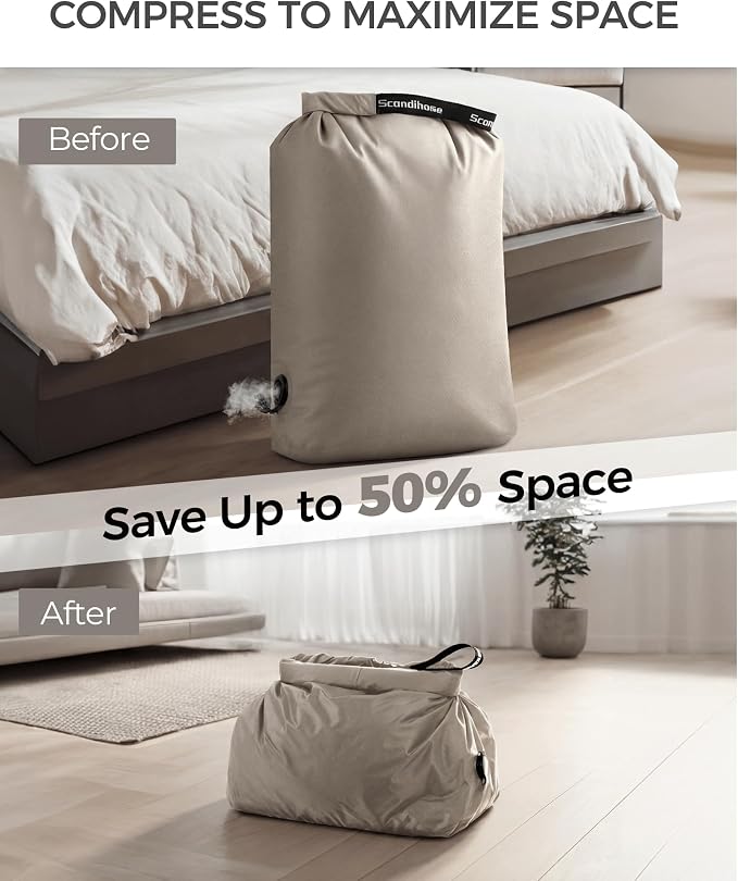 Travel Laundry Bag, Pump Free Vacuum Storage Bag Reusable Compression Dirty - Image 3