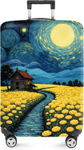 ANNA QUEEN Moonlit Field Luggage Cover, Dreamy Night Landscape Suitcase by ANNAQUEEN