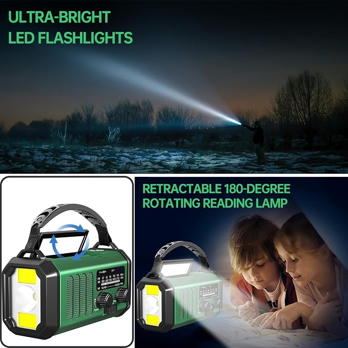 Emergency Radio Hand Crank Solar, AM/FM/NOAA Weather Radio Built-in 20000mah - Image 5