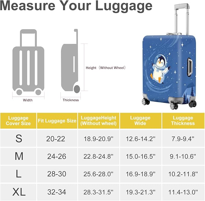 ANNA QUEEN Astronaut Penguin Luggage Cover, Cute Space Penguin Design Suitcase - Image 5