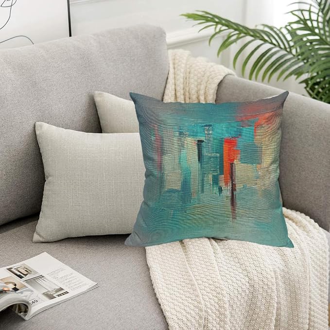 TKS MITLAN Colour Paint Pillow Cover 18x18 inch Modern Art Made - Image 5