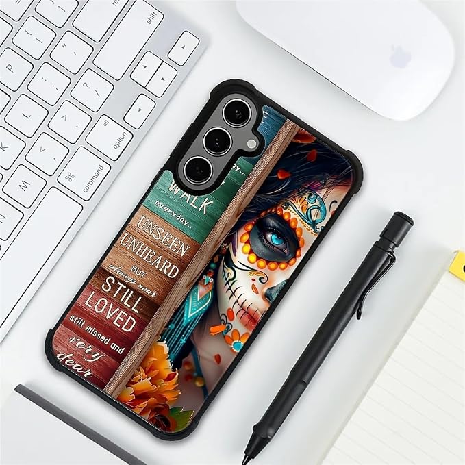 for Samsung Galaxy S24 S25 Plus Case, Sugar Skull Day of Death Halloween - Image 7