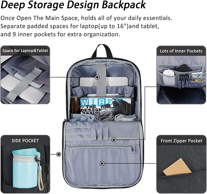 MAXTOP Laptop Backpack for Women Men College Bookbag Business Travel Backpack - Image 2