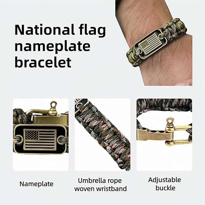 Patriotic Paracord Survival Bracelet - Image 2