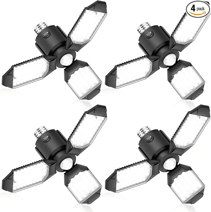 toberich Motion Sensor Garage Lights 4 Pack, 8000LM Motion Sensor Shop Light w/ by ToberichUltraBrightLight