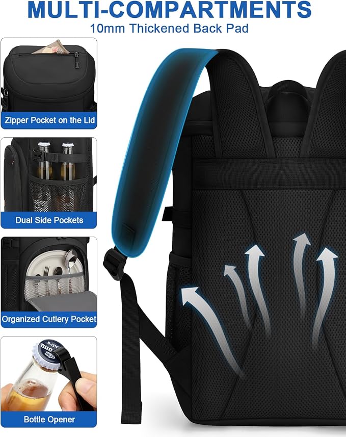 Pritent Cooler Backpack for Men Women Insulated Waterproof Backpack Cooler Leak - Image 6
