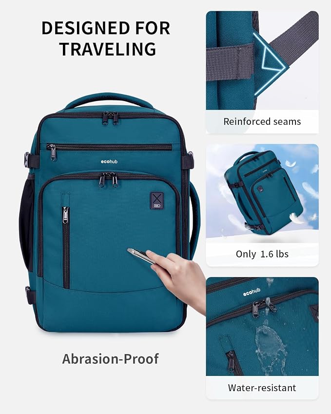 ECOHUB 17" Small Travel Backpack, United Airlines Personal Item Bag 17x10x9 - Image 6