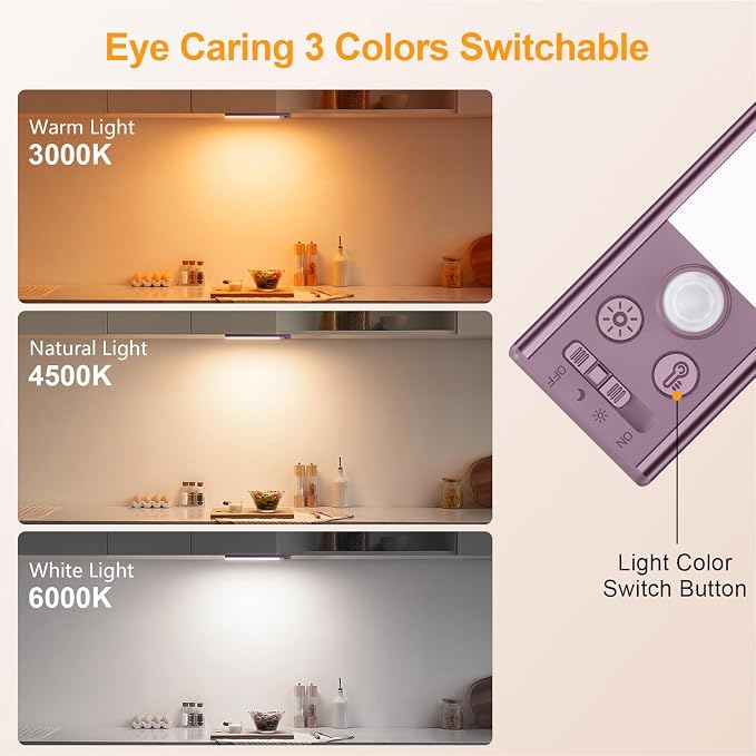 Gritin 10.2inch Under Cabinet Lighting Rechargeable 2 Pack- 3 Color Temps&5 - Image 4