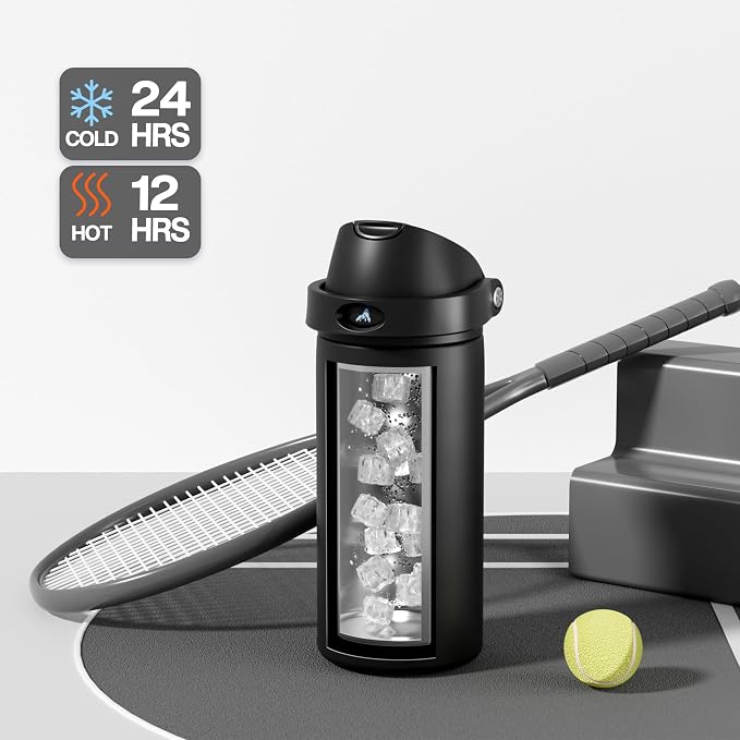 POWCAN 18 oz Insulated Water Bottle: 2-in-1 Push-Button Spout & Quick-Flip Straw - Image 3