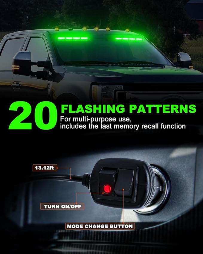 HLauto 6Z4J Emergency Dash Strobe Lights: 2x16.8 inch Green Safety Lights - Image 4