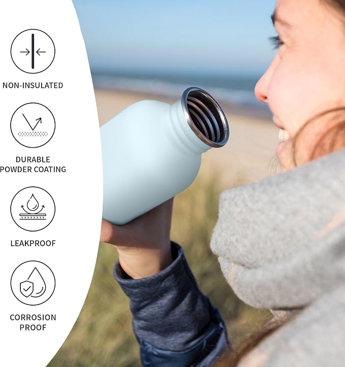Bambaw Metal Water Bottle 750 ml, Light Blue Sports Bottle, Non-Insulated Water - Image 3
