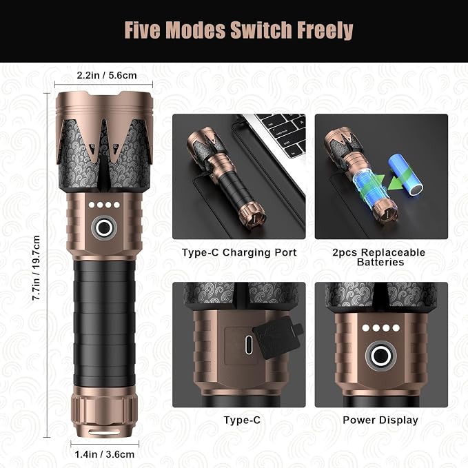 SKYFIRE Rechargeable Tactical Flashlight - Image 5