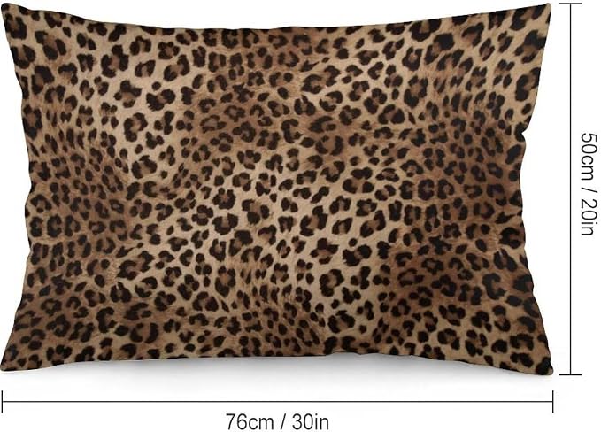 Brown Leopard Throw Pillow Covers Set of 2 Queen Size Black Cheetah Skin Wild - Image 2