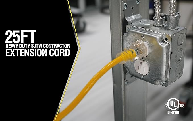 Yellow Jacket Heavy Duty Extension Cord, 12 Gauge, 3 Conductor, Lighted End - Image 2