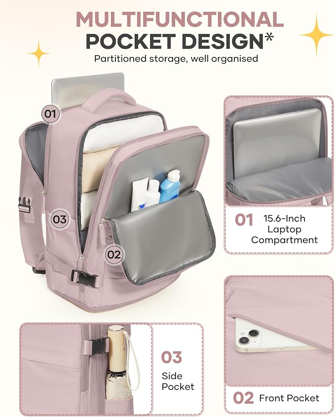 coofay Large Travel Backpack For Women Men Airline Approved Carry On Backpack - Image 4
