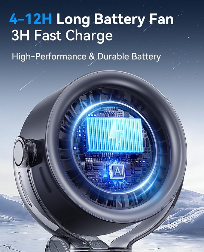 KIMMOO 4000mAh Rechargeable Portable Clip on Fan-100-Speed Touch Control - Image 4
