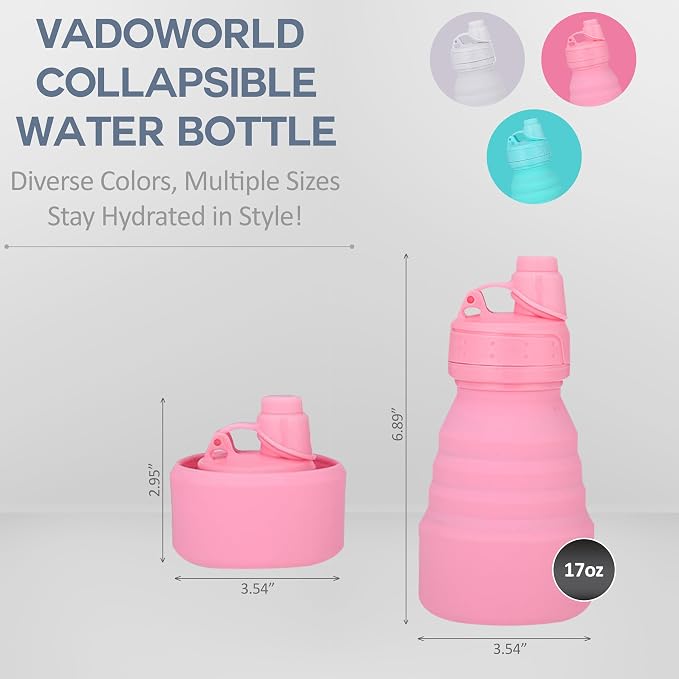 Collapsible Water Bottles 17oz, Odorless BPA-Free Silicone, Leak-Proof Foldable - Image 2