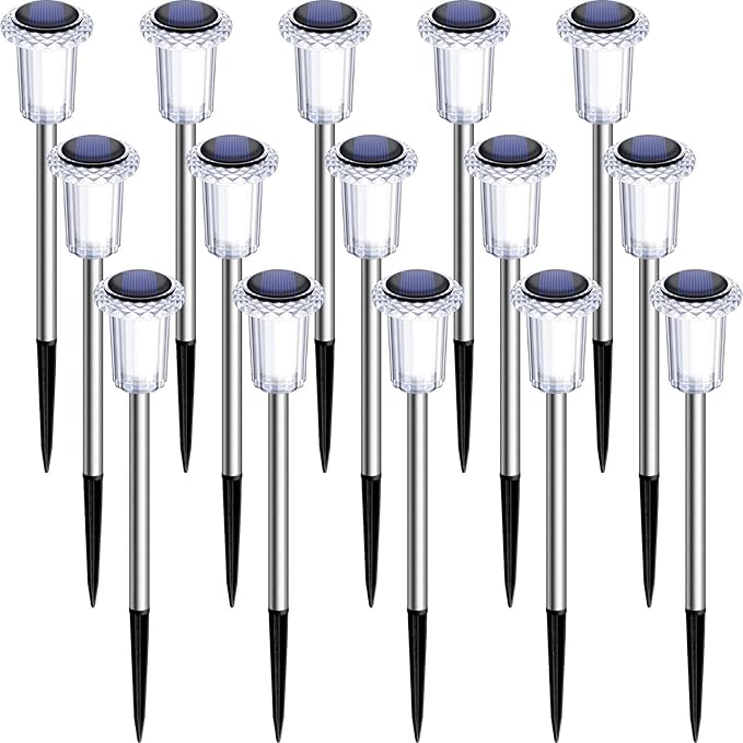 DenicMic Solar Lights Outdoor 15 Pack Waterproof 6000K Cold White LED Stainless - Image 8