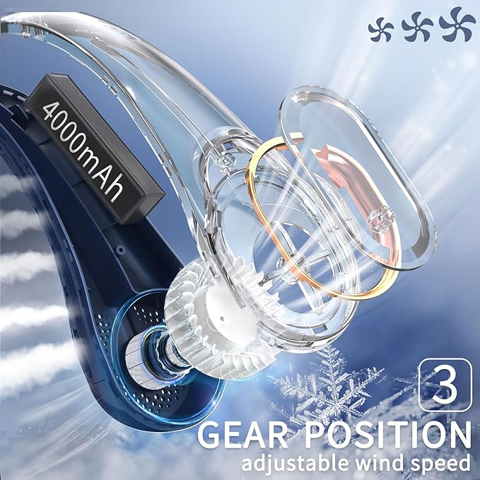 FrSara Neck Fan, Portable Personal Fan Strong Wind, Air Volume, 360° Cooling - Image 4