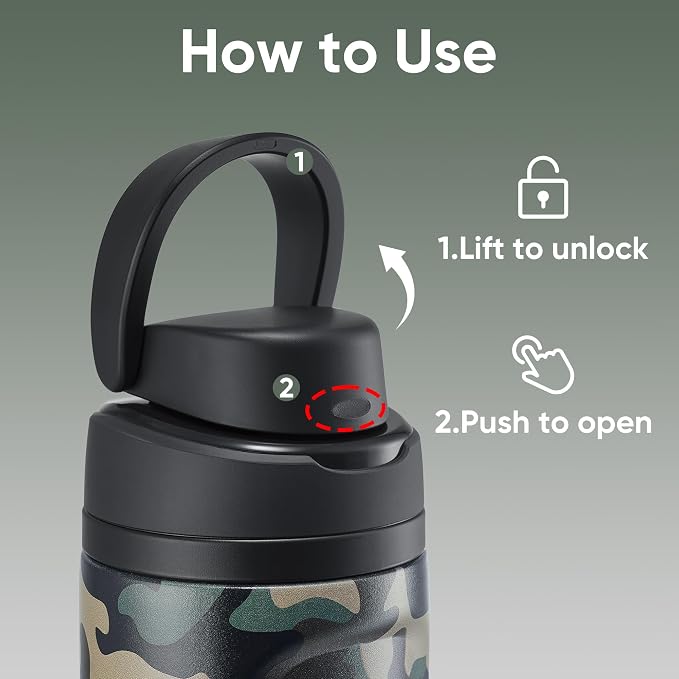 Fijinhom 16 oz Insulated Water Bottle, Stainless Steel Sports Water Bottle - Image 2
