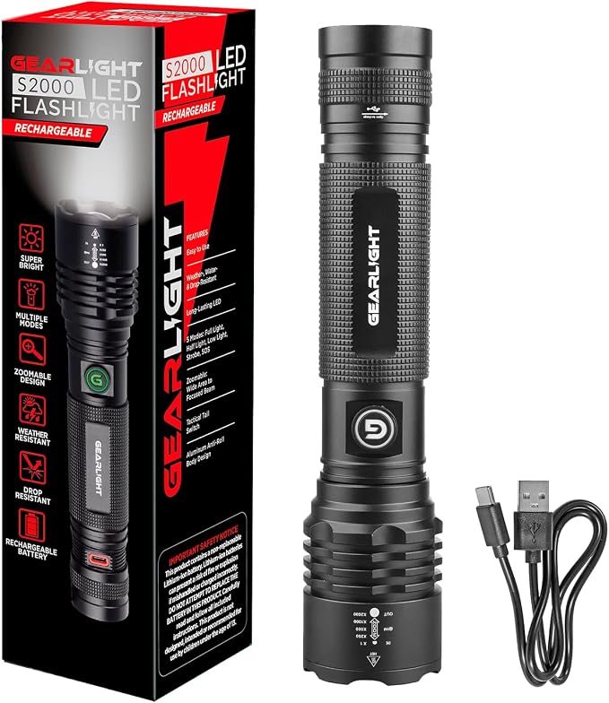 GearLight S2000 LED Rechargeable Flashlight High Lumens by GearLight