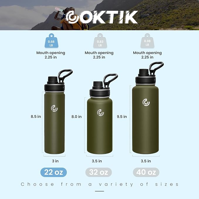 Sports Water Bottle 22oz, Insulated Water Bottle - Image 2