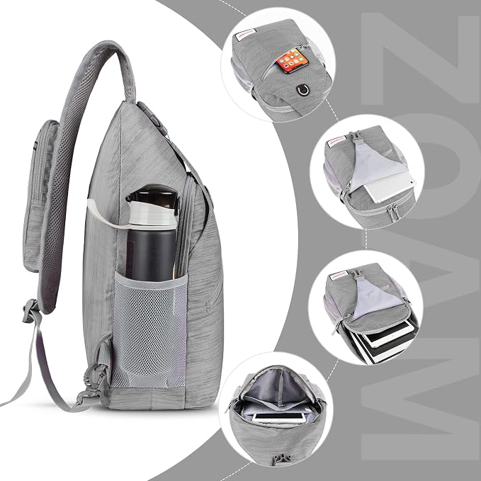 ZOMAKE Sling Bag, Small Crossbody Sling Backpack, Water Resistant Shoulder - Image 3