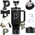 6pcs Black Stanley Cup Accessories Set, Bow Straw Topper by MOTEERLLU