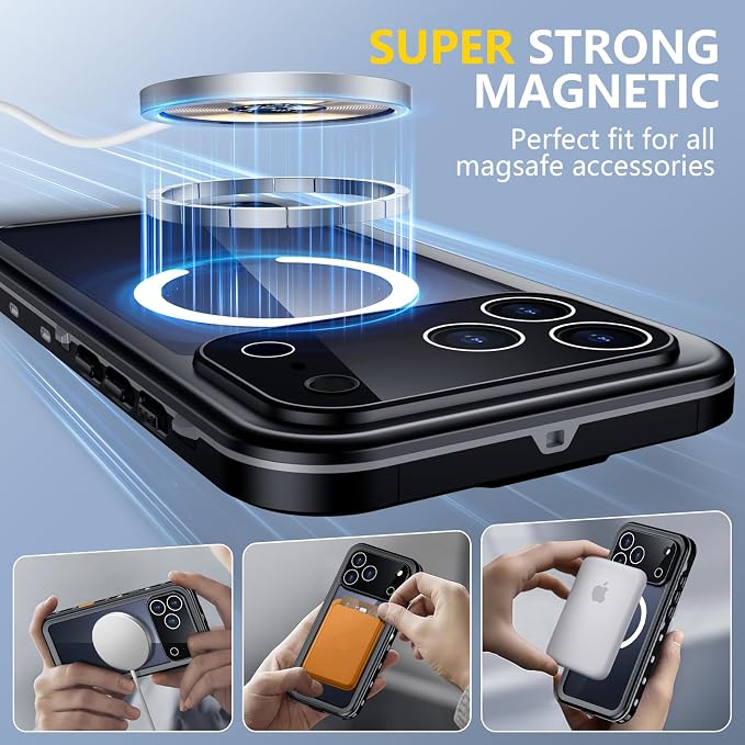 Red2Fire for iPhone 17 Pro Case Waterproof, Phone Case 6.3" Black/Clear - Image 4