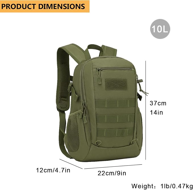 ArcEnCiel 10L/20L Mini X-Small Tactical Backpack MOLLE Daypack Gear Pack - Image 2