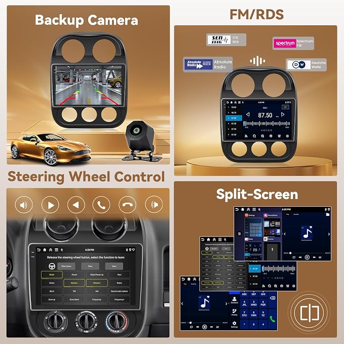 Hikity Android 15 Car Stereo for Jeep Compass Patriot 2010-2016 Wireless - Image 6