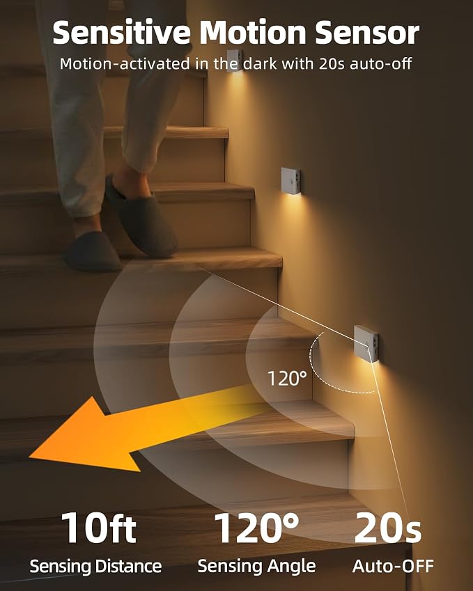 EZVALO Motion Sensor Stair Lights Indoor, Rechargeable Night Lights - Image 2