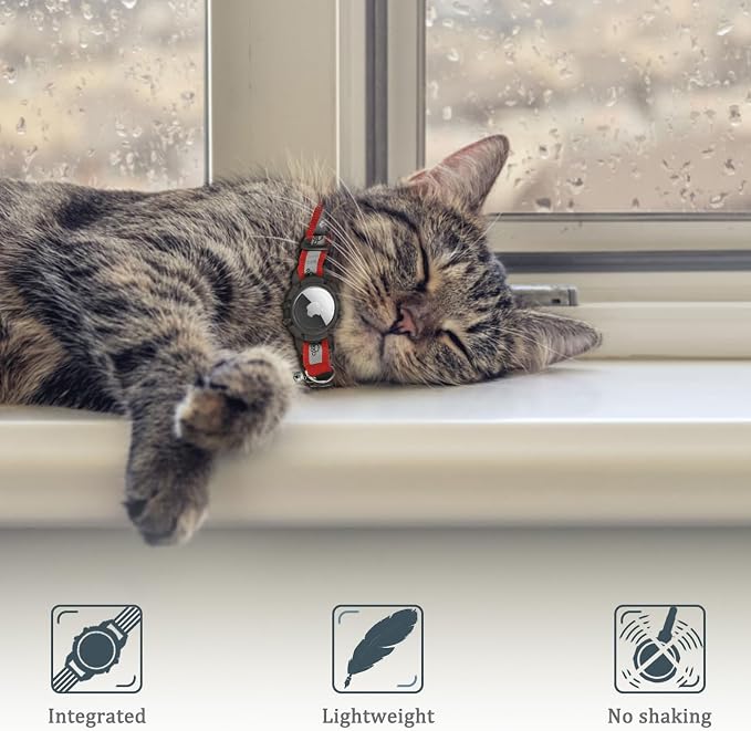 Reflective AirTag Cat Collar, Integrated Cat Tracker Collar - Image 4