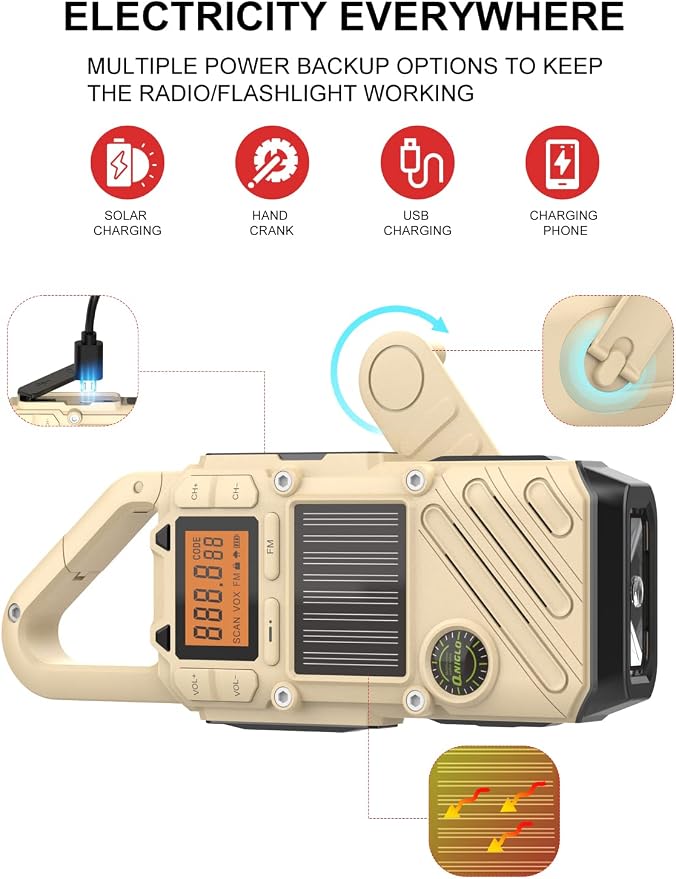Walkie Talkies for Adults Rechargeable, FM/NOAA Emergency Radios - Image 5