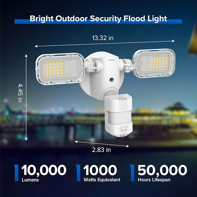SANSI 90W 10, 000LM LED Outdoor Flood Light, 000 Hrs Lifespan Security Light - Image 2