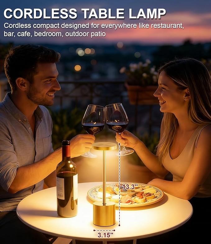Swinerton Cordless Table Lamp Set of 2, Wireless 3 Color Dimmable Touch Lamp - Image 2