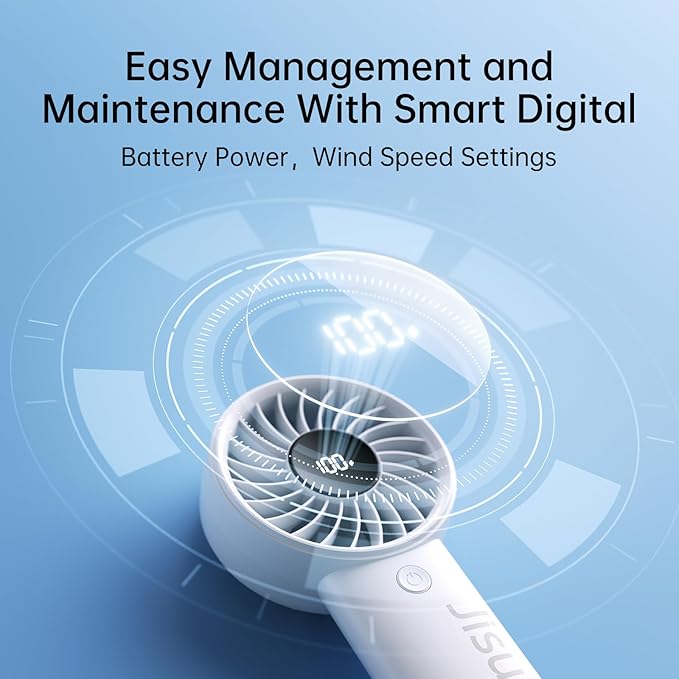 JISULIFE Handheld Portable Fan, Stronger and Longer-Lasting: 5 Speed, 5000mAh - Image 3