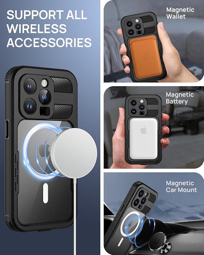 Lanhiem Magnetic for iPhone 15 Pro Case, IP68 Waterproof Dustproof Case - Image 3