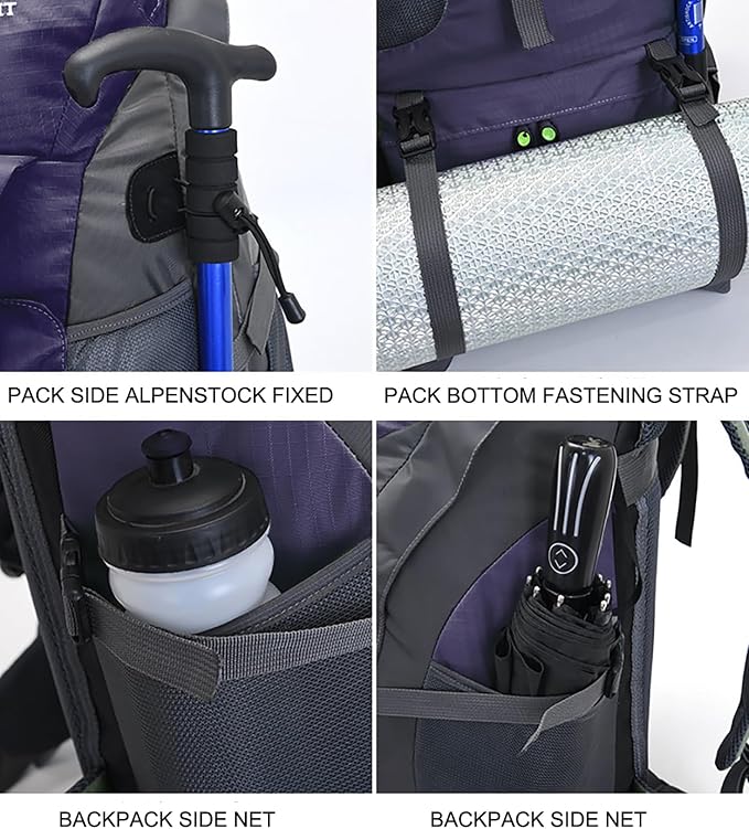 Bseash 50L Hiking Backpack, Water Resistant Lightweight Outdoor Sport Daypack - Image 3